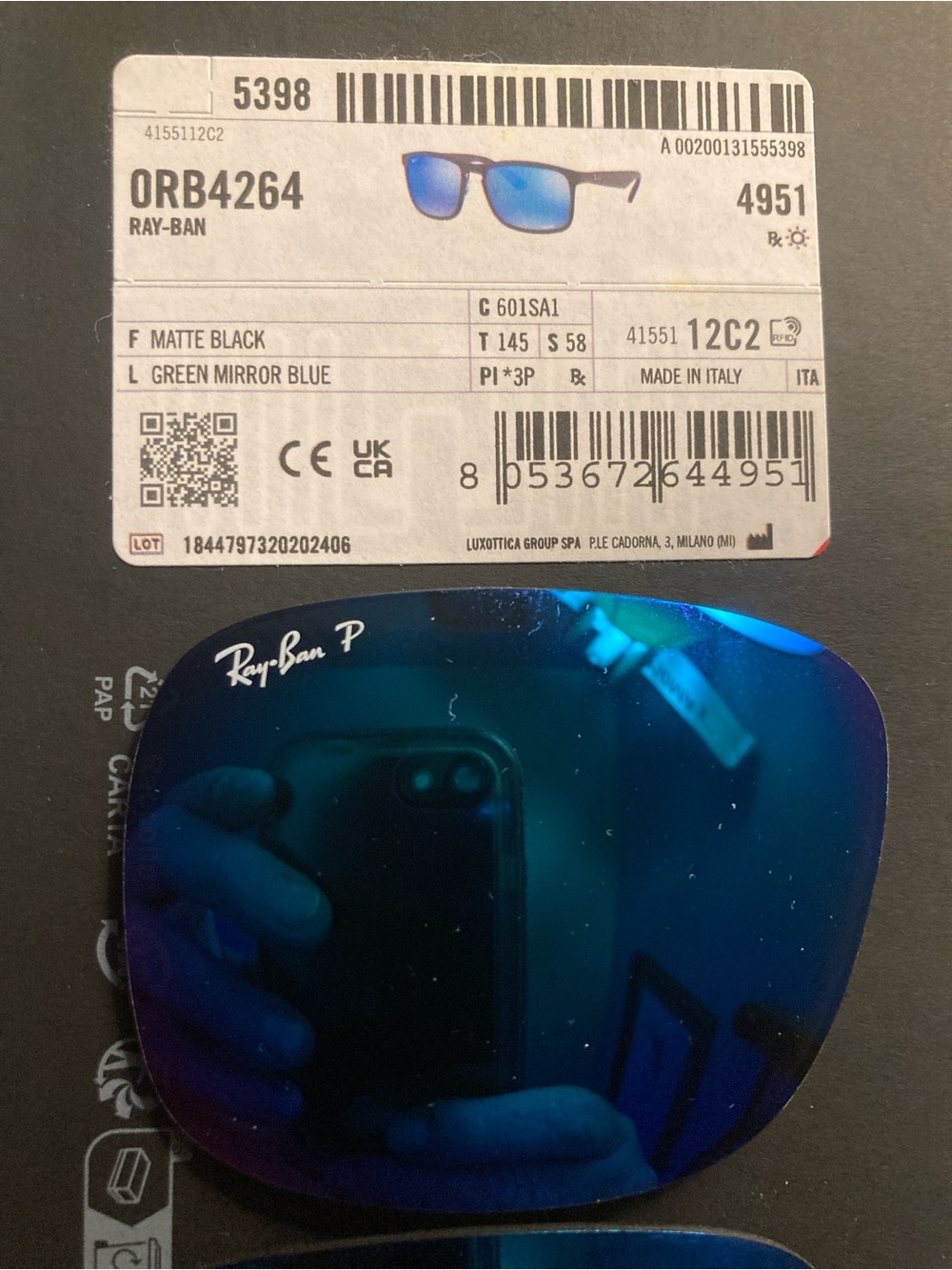Ray-Ban Green Mirror Blue Polarized Replacement Lenses